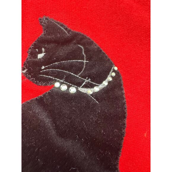 VINTAGE Bedazzled Cat Sweatshirt; Top Stitch by Moring Sun, MEDIUM/LARGE - Picture 4 of 11